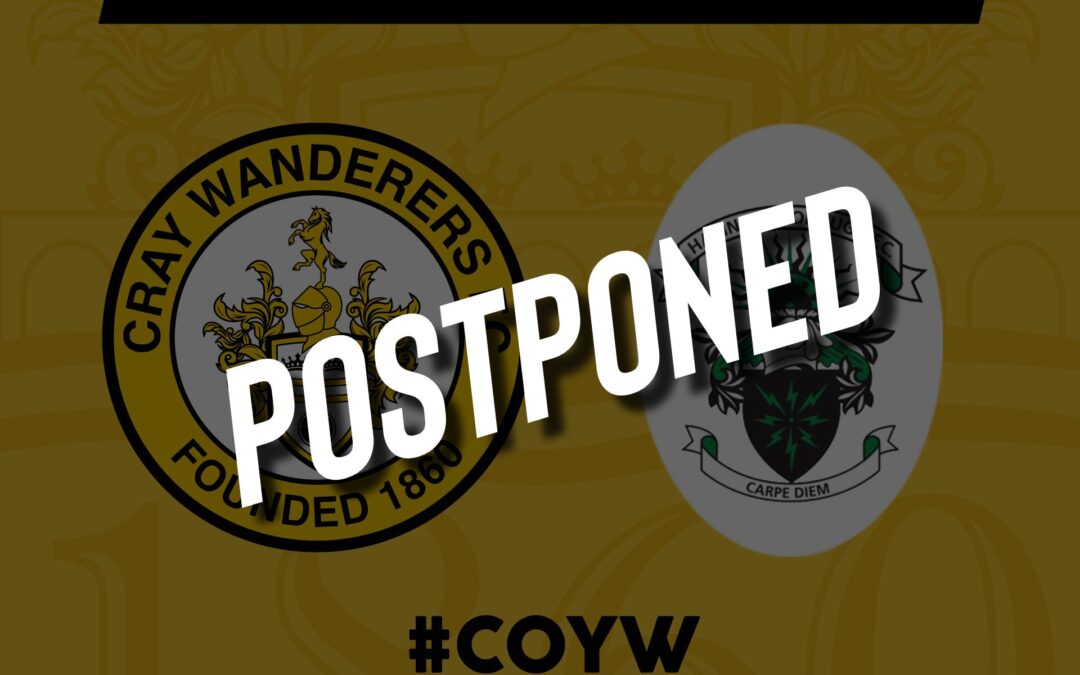 Cray Wanderers vs Haringey Borough – Sat, 19th February – MATCH POSTPONED – Due to structural damage at Hayes Lane