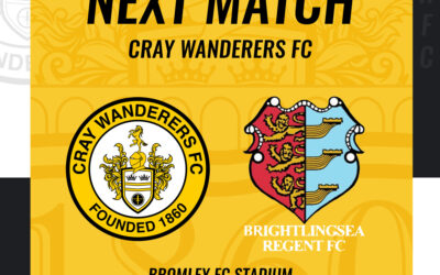 Cray Wanderers vs Brightlingsea Regent – Isthmian Premier – Saturday 1st October – Match to be rescheduled