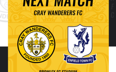 Cray Wanderers vs Enfield Town – Isthmian Premier, Saturday 22nd October, 3 pm – Match Preview