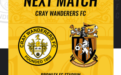 Cray Wanderers vs Folkestone Invicta – Isthmian Premier, Wednesday 15th February, 7.45 pm – Match Preview