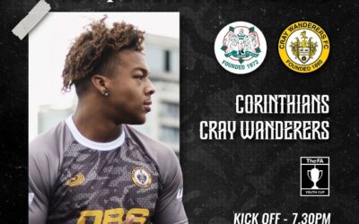 Corinthian vs Cray Wanderers – FA Youth Cup 1st Qualifying Round – Thursday 21st September – 7.30 pm