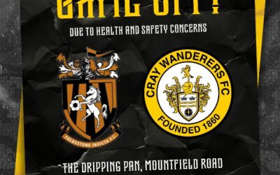 Folkestone Invicta vs Cray Wanderers – 2/12/23 – MATCH POSTPONED.