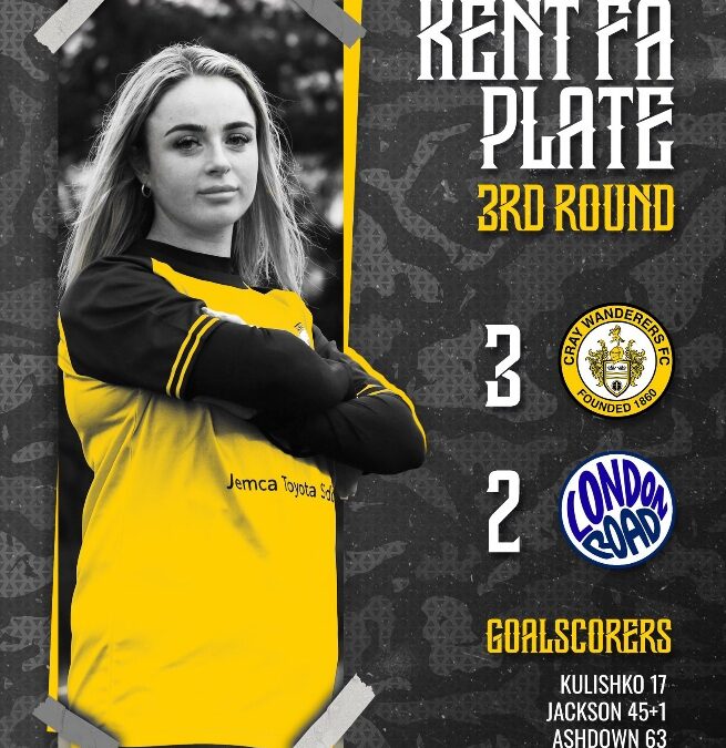 Cray Wanderers Women 3 London Road FC 2 – Kent FA Plate – Sunday 21st January, 2024 – Match Report