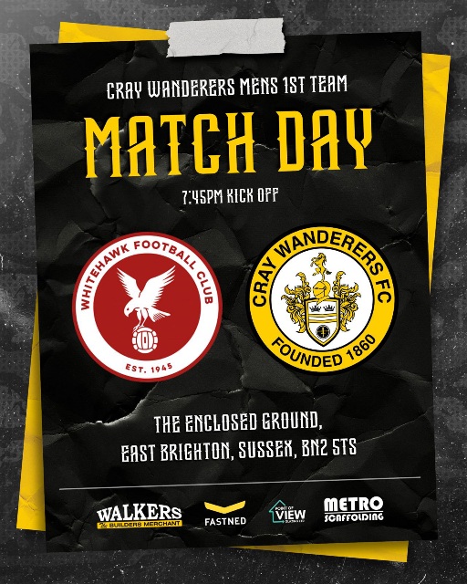 Whitehawk vs Cray Wanderers – Isthmian Premier – Tuesday 27th February, 7.45 pm – Match Preview & Directions