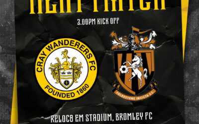 Cray Wanderers vs. Folkestone Invicta – Isthmian Premier – Sunday 24th March, 3 pm – Match Preview