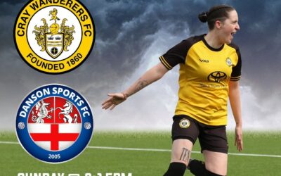 Good luck to Cray Wanderers Women at Danson Sports on Sunday 27th April – 3.15 pm in title decider