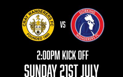 Cray Wanderers Women vs Dorking Wanderers Women – Pre-Season Friendly – Sunday 21st July, 2 pm