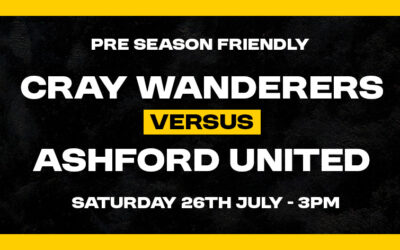 Cray Wanderers vs Ashford United – PSF – Saturday 26th July, 3 pm – Match Preview & Directions
