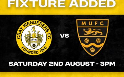 Additional Pre-Season Fixture added – Cray Wanderers vs Maidstone United – Saturday 2nd August, 3 pm