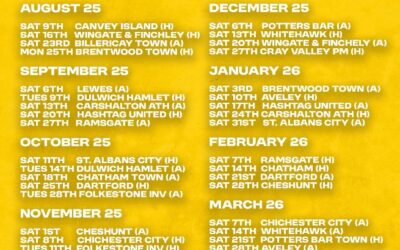 Isthmian Premier League 2025-26 Fixtures released – Cray Wanderers begin at home to Canvey Island, Saturday 9th August.