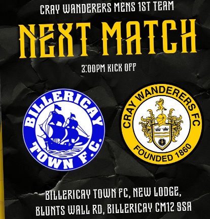 Billericay Town vs Cray Wanderers – Isthmian Premier – Saturday 23rd August, 3 pm – Match Preview & Directions