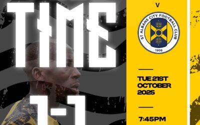 Cray Wanderers 1 St Albans City 1 – Isthmian Premier – Tuesday 21st October – Match Report