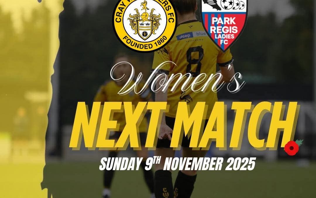 Cray Wanderers Women vs Park Regis Ladies – SECWFL Cup 2nd Round – 9/11/25, 3 pm