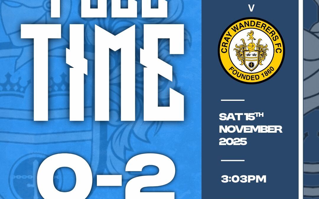 Welling United 0 Cray Wanderers 2 – Isthmian Premier – Saturday 15th November – Match Report