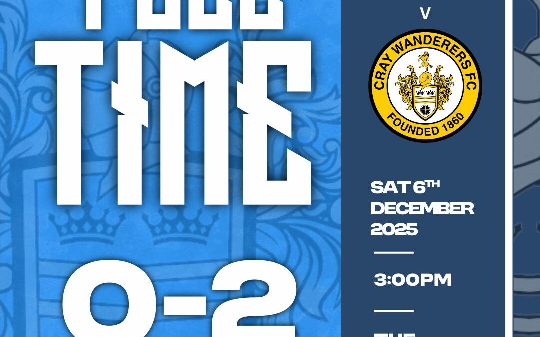 Potters Bar Town 0 Cray Wanderers 2 – Isthmian Premier – Saturday 6th December – Match Report