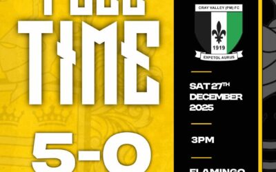 Cray Wanderers 5 Cray Valley (PM) 0 – Isthmian Premier – Saturday 27th December – Match Report