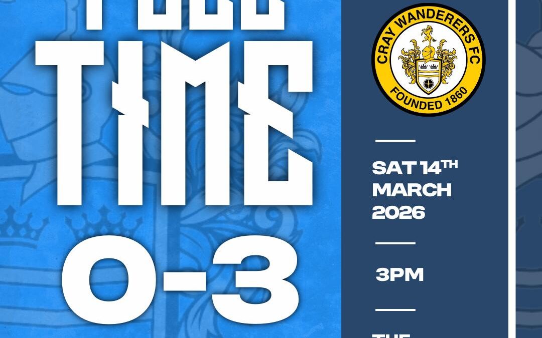Whitehawk 0 Cray Wanderers 3 – Isthmian Premier – Saturday 14th March – Match Report