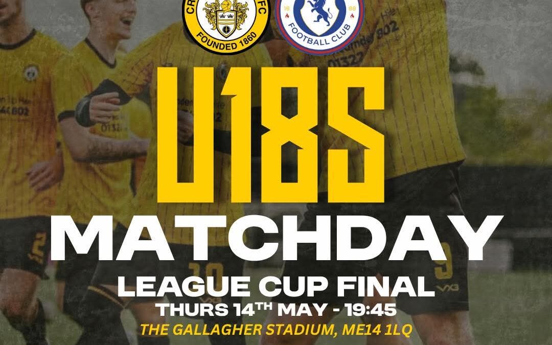 Cray Wanderers U18s Premier vs Metrogas U18s Premier – Kent Youth League Cup Final – Thursday 14th May, 7 45 pm – @Maidstone United FC