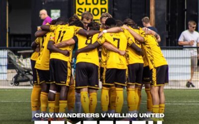 Cray Wanderers vs Welling United – Isthmian Premier – Monday 31st August, 3 pm – Match Preview