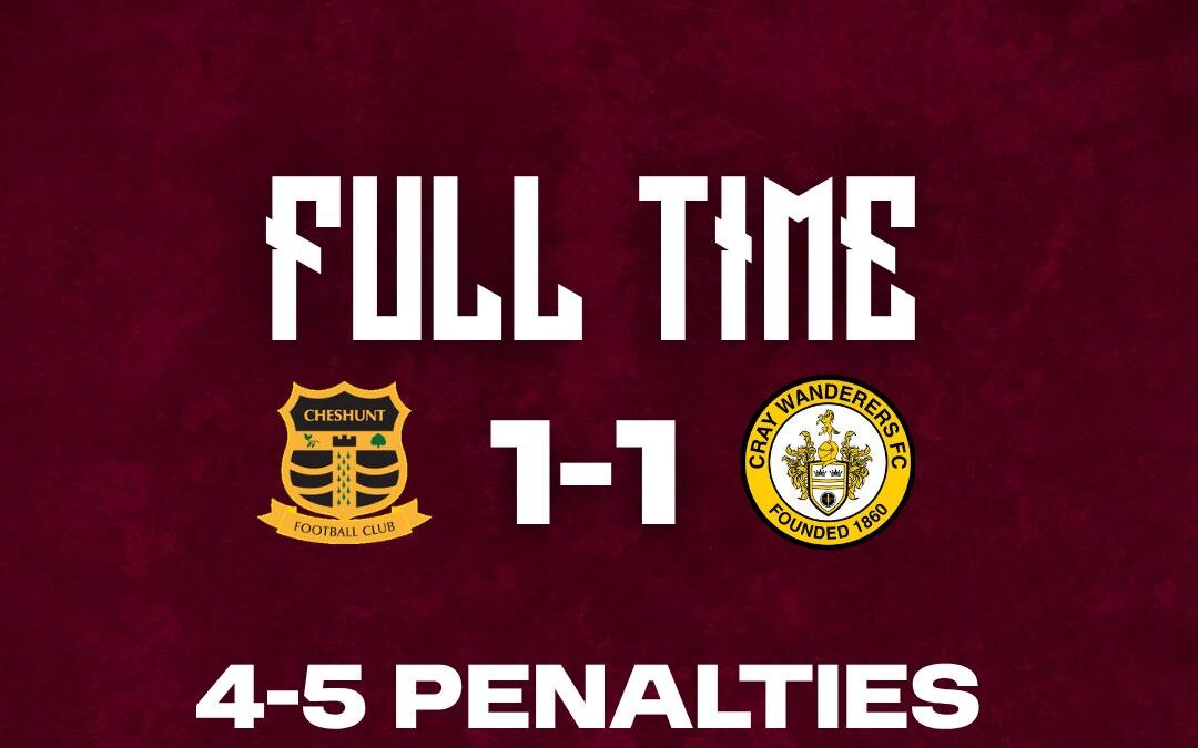 Cheshunt 1 Cray Wanderers 1 (Cray win 5-4 on penalties) – FA Trophy 3QR – 26/9/26 – Match Report