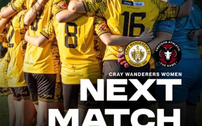 Cray Wanderers Women vs AFC Croydon Athletic – Isthmian Women’s League Cup 2nd Round – Friday 30th October, 7.45 pm.