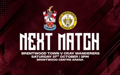 Brentwood Town vs Cray Wanderers – Isthmian Premier – Saturday 31st October, 3 pm – Match Preview & Directions